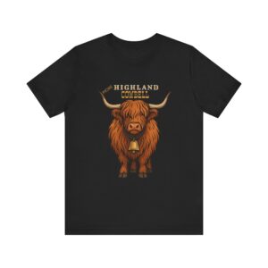 Highland Cow T-Shirt with Cowbell, Rustic Cow Shirt