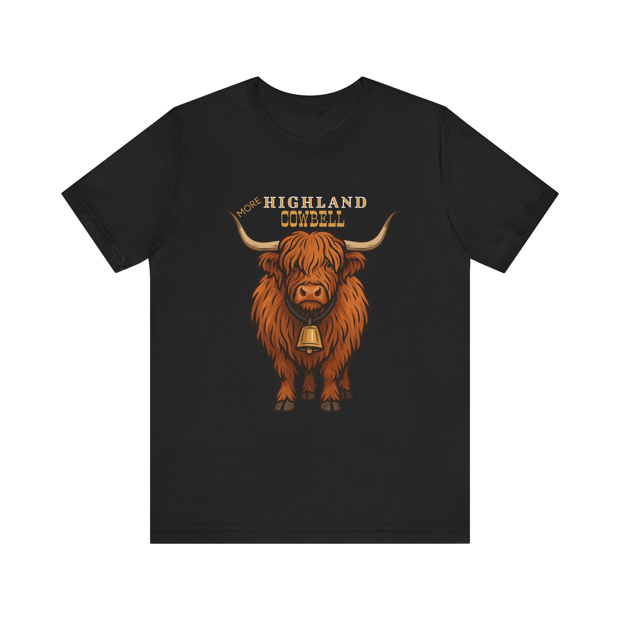 Highland Cow T-Shirt with Cowbell, Rustic Cow Shirt