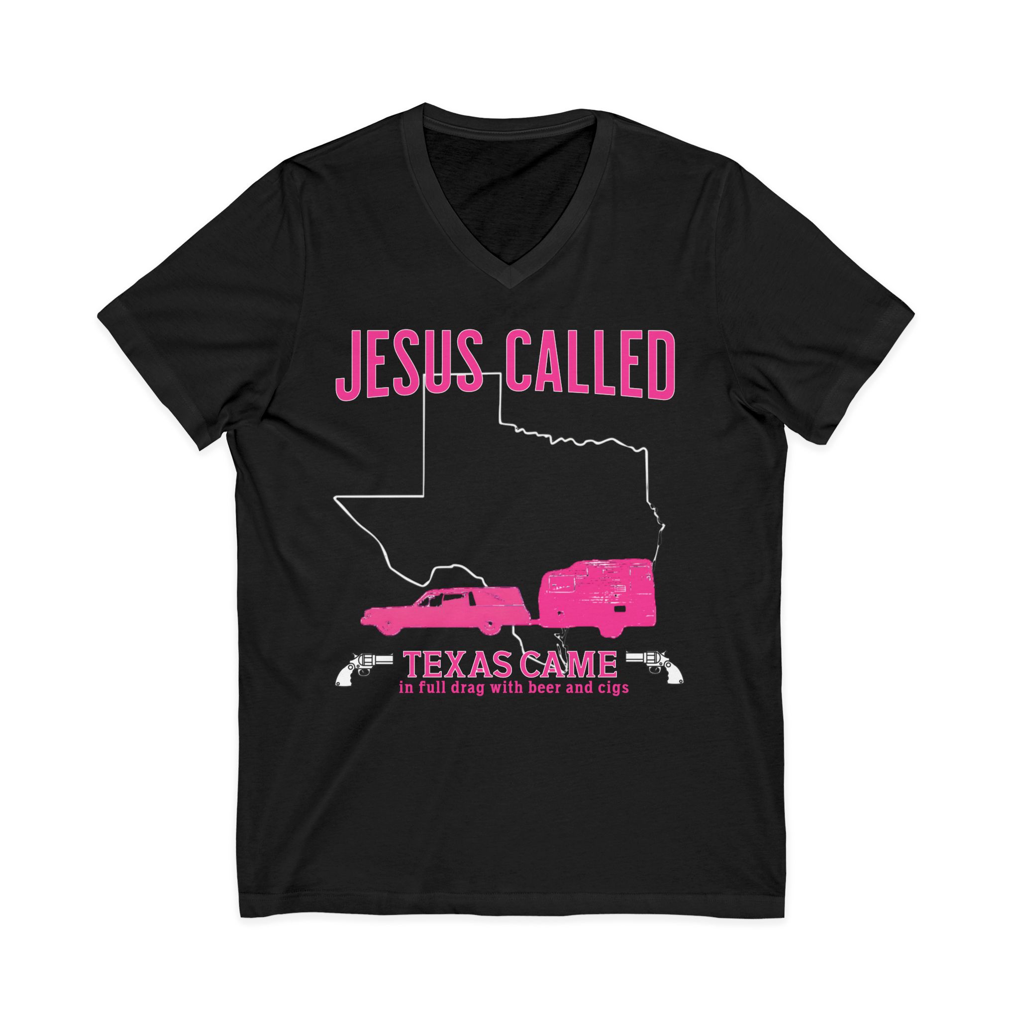 Jesus Called Texas Came V-Neck – Retro Graphic Tee