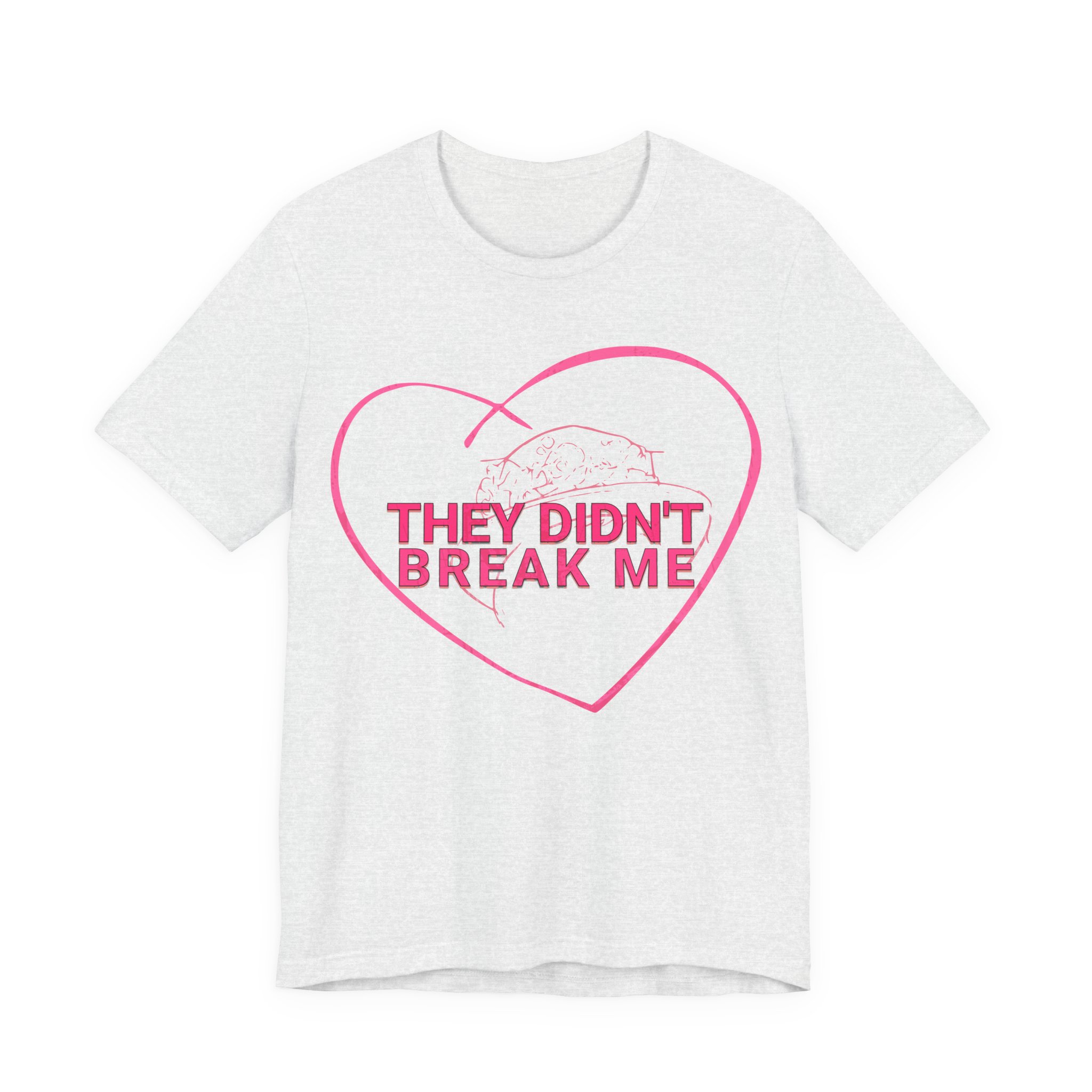 They Didn't Break Me Shirt , Pink Heart Graphic Tee , Feminine Line Art Tee - Image 4