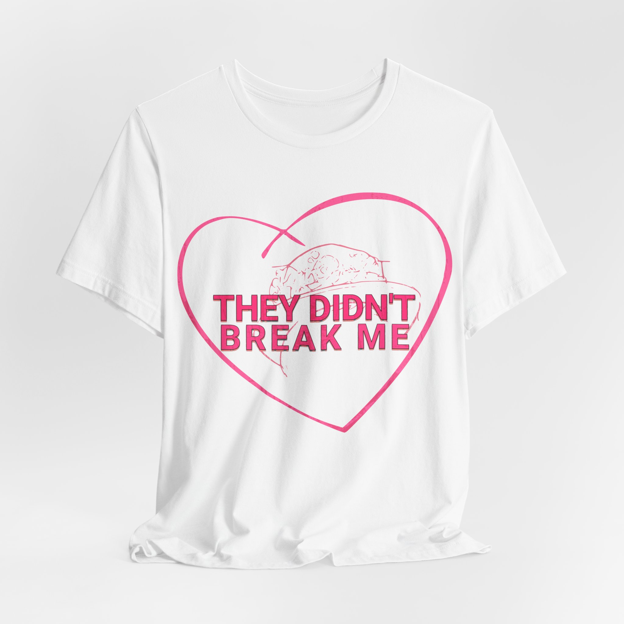 They Didn't Break Me Shirt , Pink Heart Graphic Tee , Feminine Line Art Tee - Image 3
