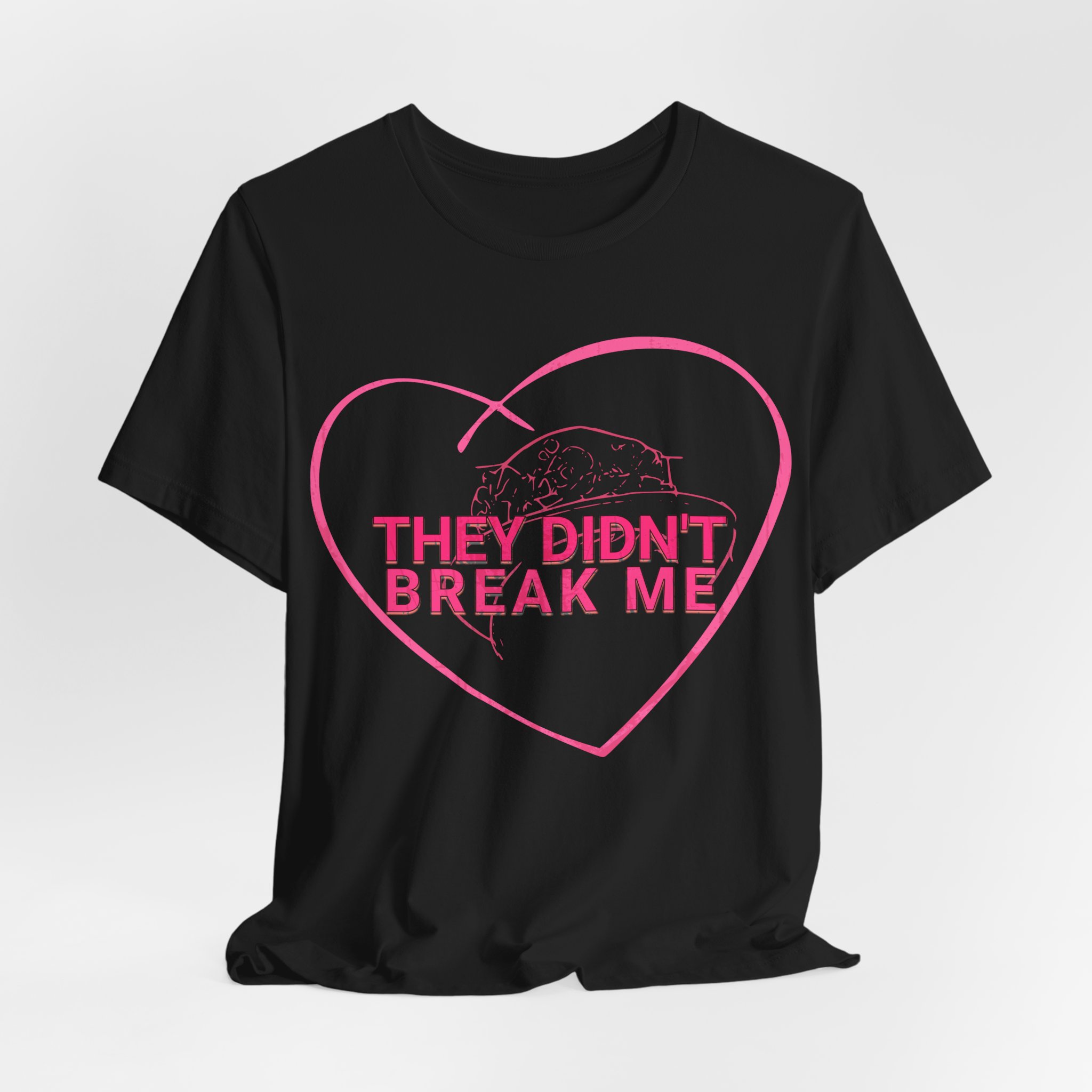 They Didn't Break Me Shirt , Pink Heart Graphic Tee , Feminine Line Art Tee - Image 9