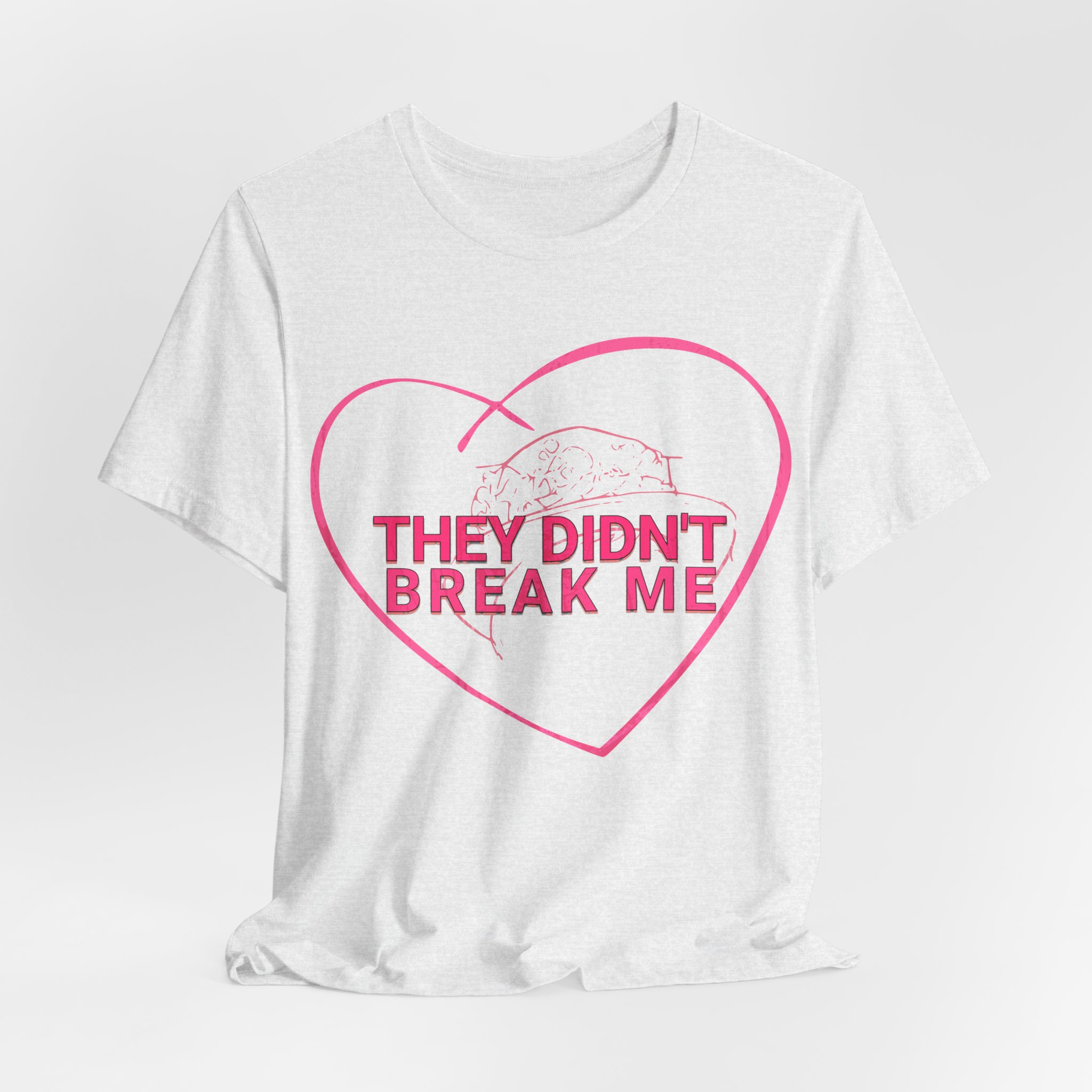 They Didn't Break Me Shirt , Pink Heart Graphic Tee , Feminine Line Art Tee - Image 6