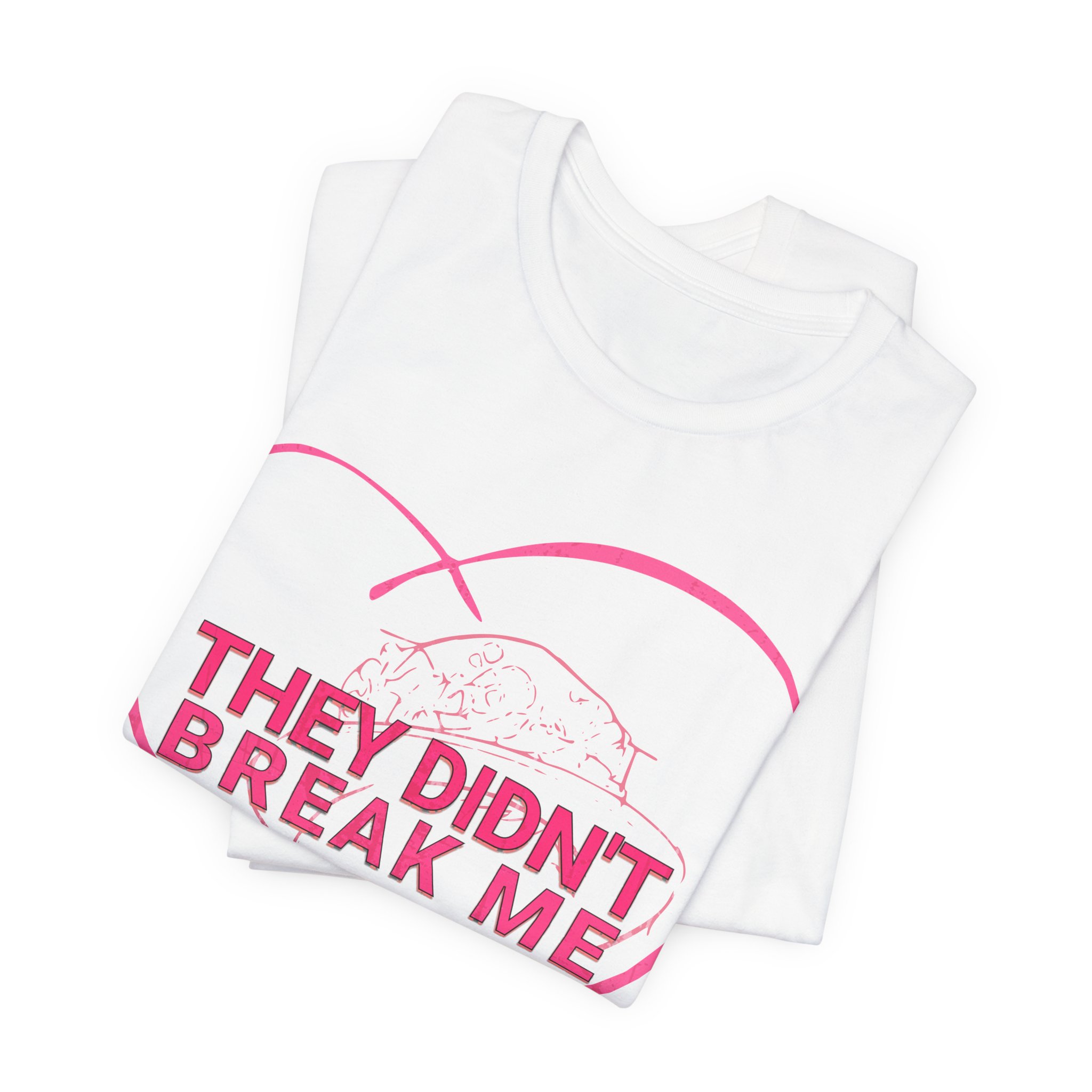 They Didn't Break Me Shirt , Pink Heart Graphic Tee , Feminine Line Art Tee - Image 2